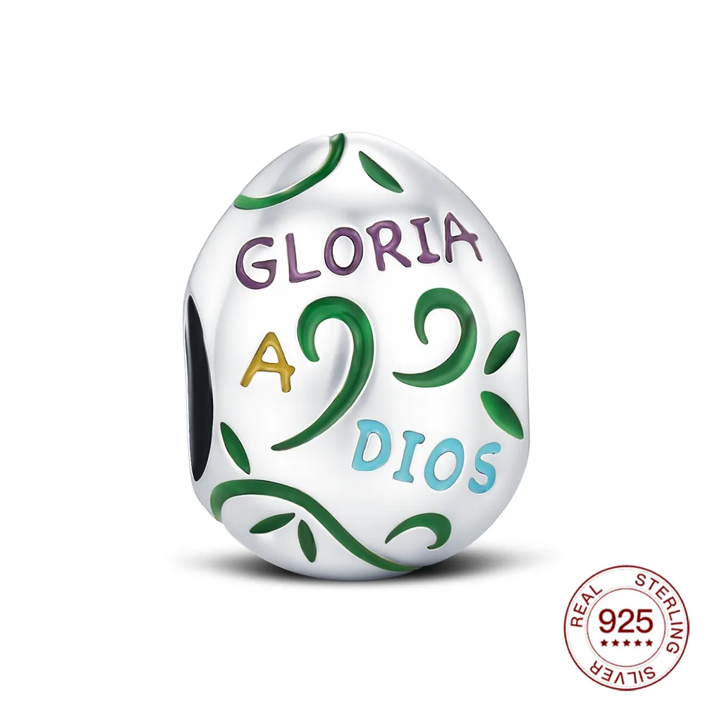 2025 925 Sterling Silber Osterei Charm Glory To God Bead Fit Original Armbänder Für Frauen Schmuck Party DIY Geschenke Zubehör Image