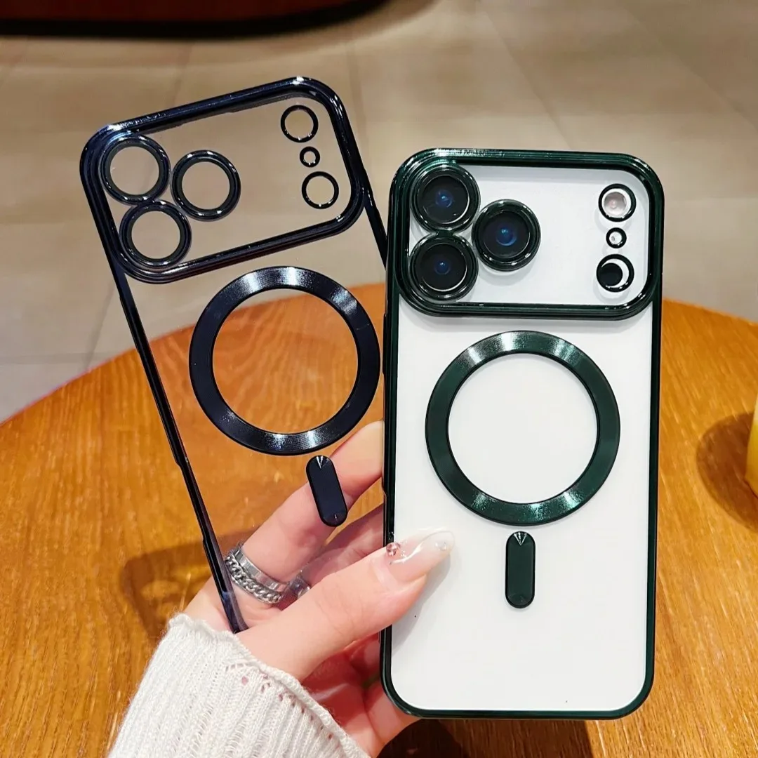 Luxury Plating Soft For Magsafe Case For iPhone 17 16 15 14 13 12 11 Pro Max Plus 17 Air Magnetic Transparent Shockproof Cover