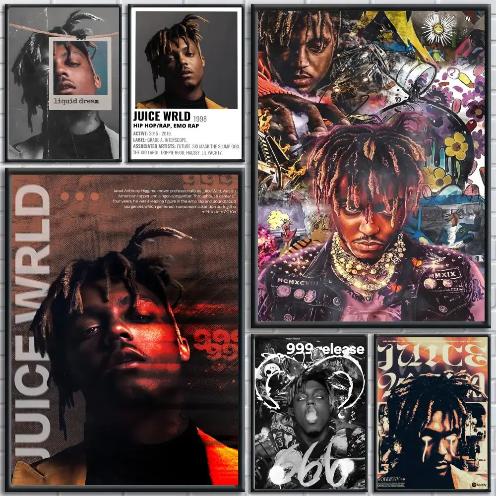 Hip Hop Rapper J-Juice W-Wrld Poster Zimmer Wand Kunst Dekor Wasserfest Aufkleber für Home Bar Schlafzimmer Dekoration