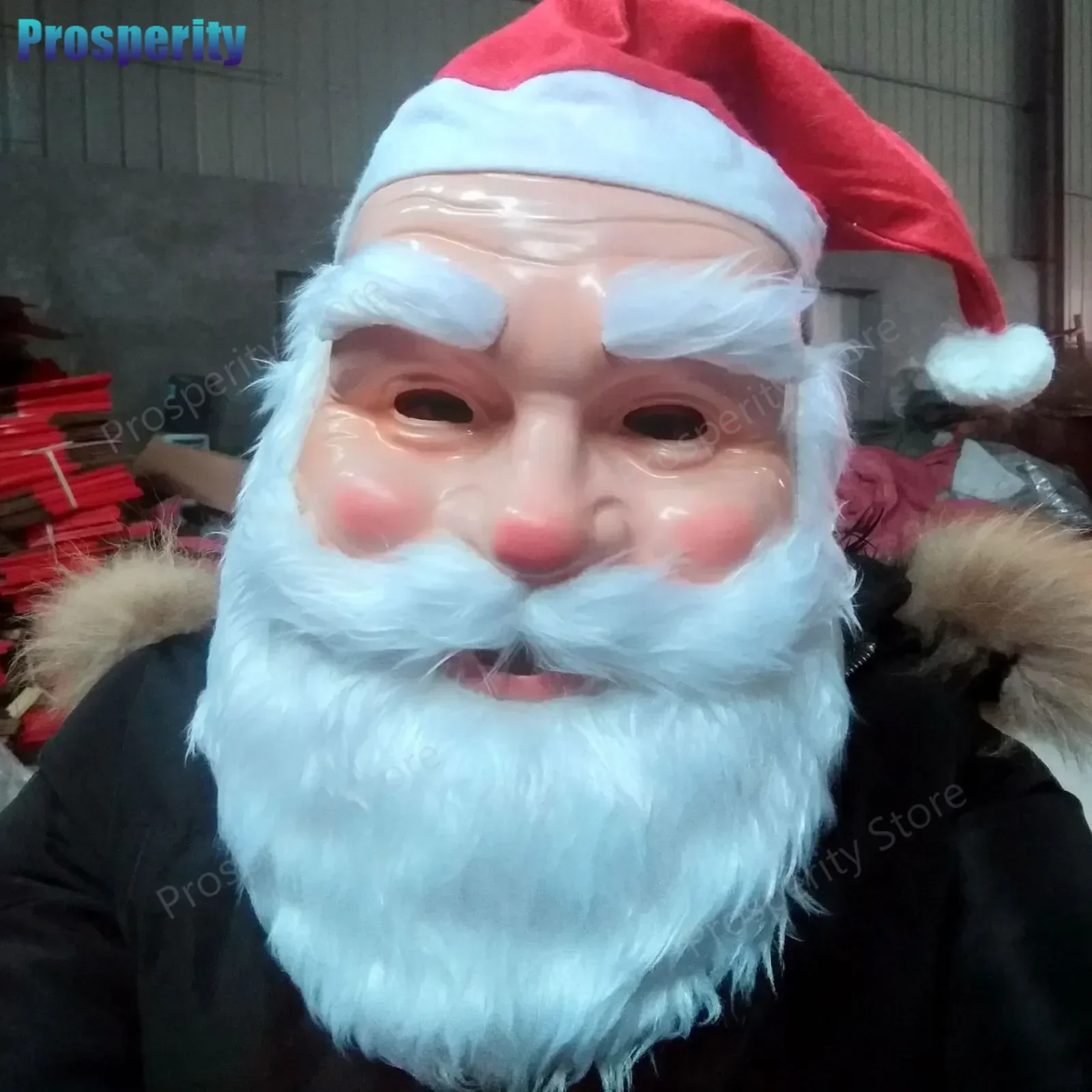 2025, neue Weihnachtsmann-Latexmaske, realistische Vollgesichtsmaske, ausgefallenes Kostüm, Weihnachten, Neujahr, Partyzubehör, lustige Perücke, Bartmaske Image