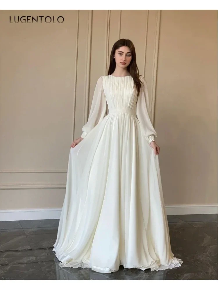 Frauen Prinzessin Kleid Party Elegante Große Schaukel Reich Herbst Weibliche Oansatz Weiß Langarm Mode Chiffon Kleidung