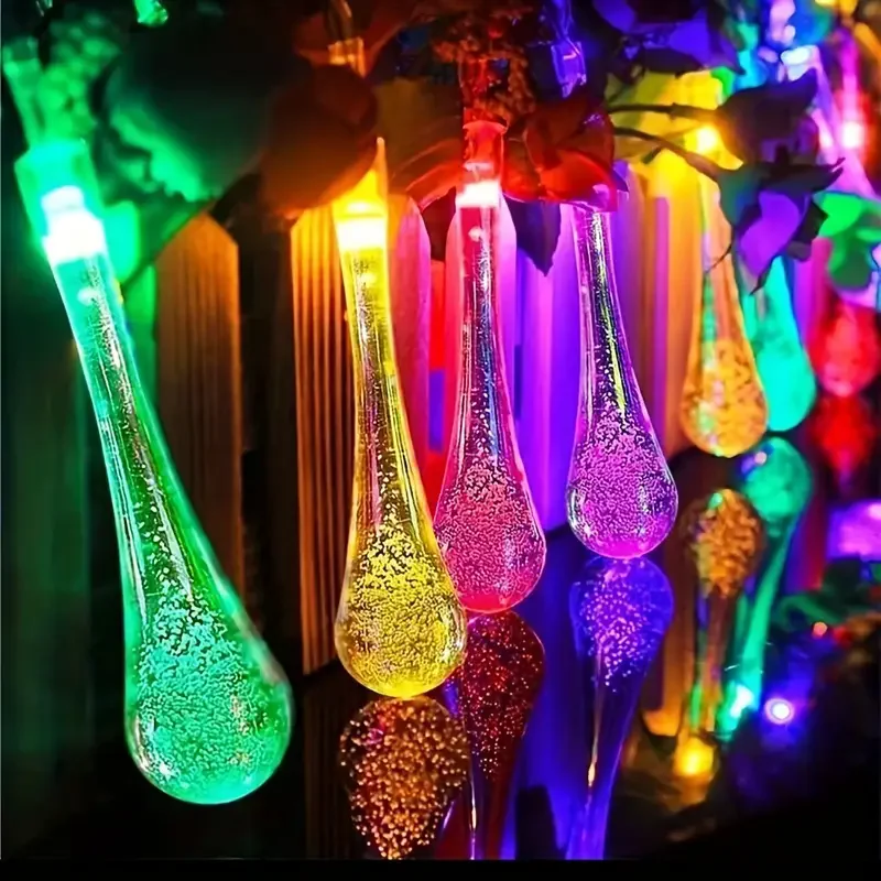 2025 Blase Wassertropfen Dekoration Lichter Weihnachten Lichterketten LED Urlaub Lichterkette Party Indoor Decor Nacht Lampe navidad