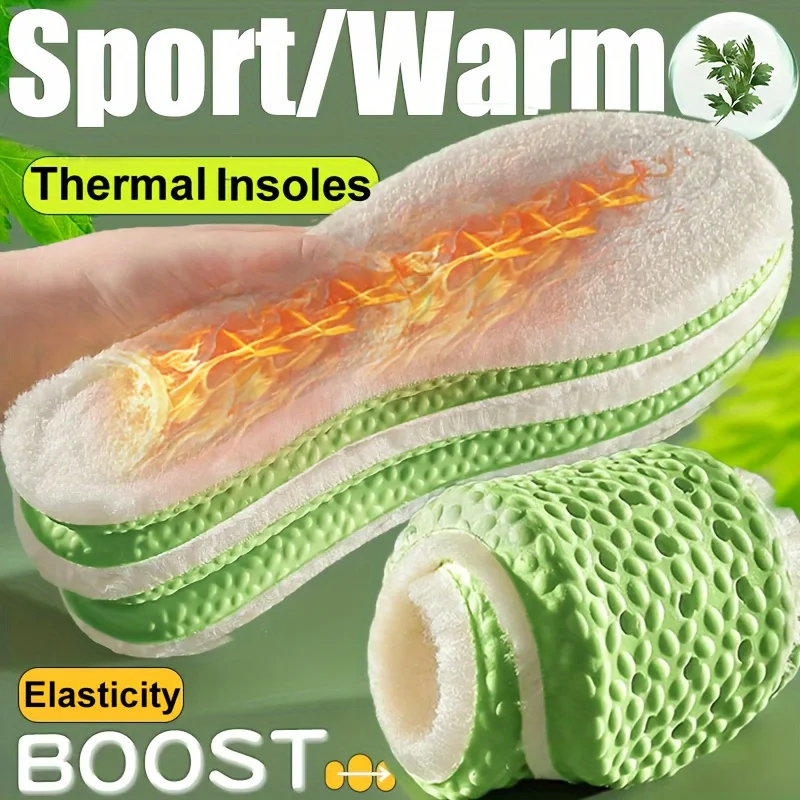 1 Paar Winter-warme Sport-Einlegesohle, Stoßdämpfung, atmungsaktive Deodorant-Einlegesohle für Füße, Fußgewölbe-Stützkissen, bequeme weiche Pads Image