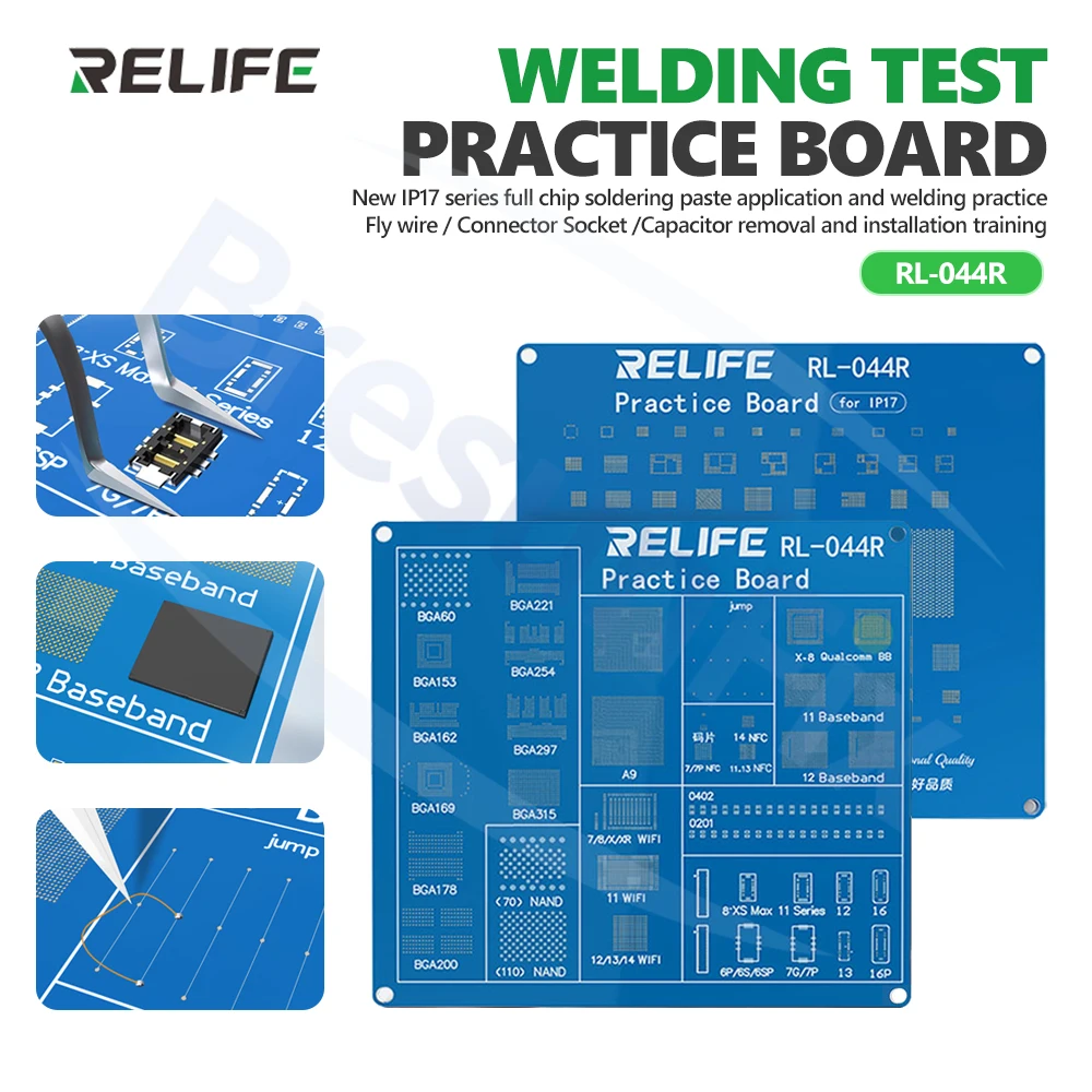 RELIFE RL-044R Schweißübungsbrett für mobile Reparaturen, fliegender Draht/Anschlussbuchse/Kondensator, Lötprüf-Übungswerkzeug Image