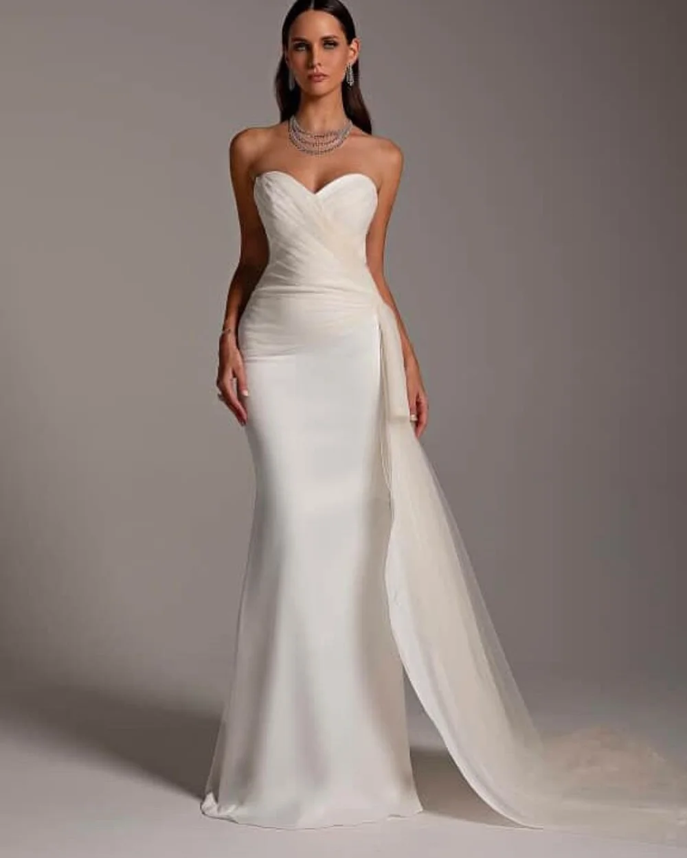 Maßgeschneiderte sexy, moderne, plissierte, gerüschte, trägerlose, lange Kleider im Meerjungfrau-Stil, maßgeschneiderte Kleider für besondere Anlässe, hochwertige Größen erhältlich