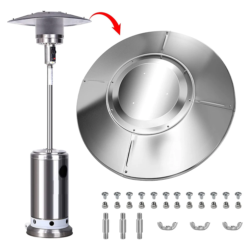Aluminium-Wärmereflektorschild für vertikale, schirmförmige Terrassenheizungen, die Wärmeeffizienz und Haltbarkeit im Freien steigern Image