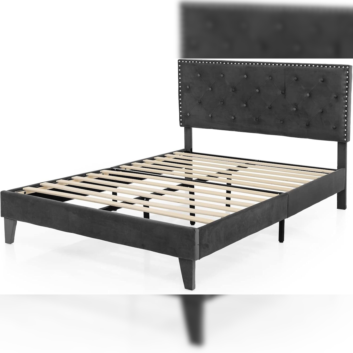 COSTWAY Polsterbett 200 x 140 cm, Doppelbett mit Lattenrost & Kopfteil, Bettgestell Image