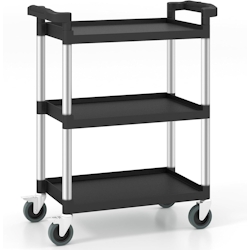 COSTWAY Werkstattwagen mit 3 Ebenen, Servierwagen mit verriegelbaren Rädern und Doppelgriffen, Aluminium-Wagen Max Image