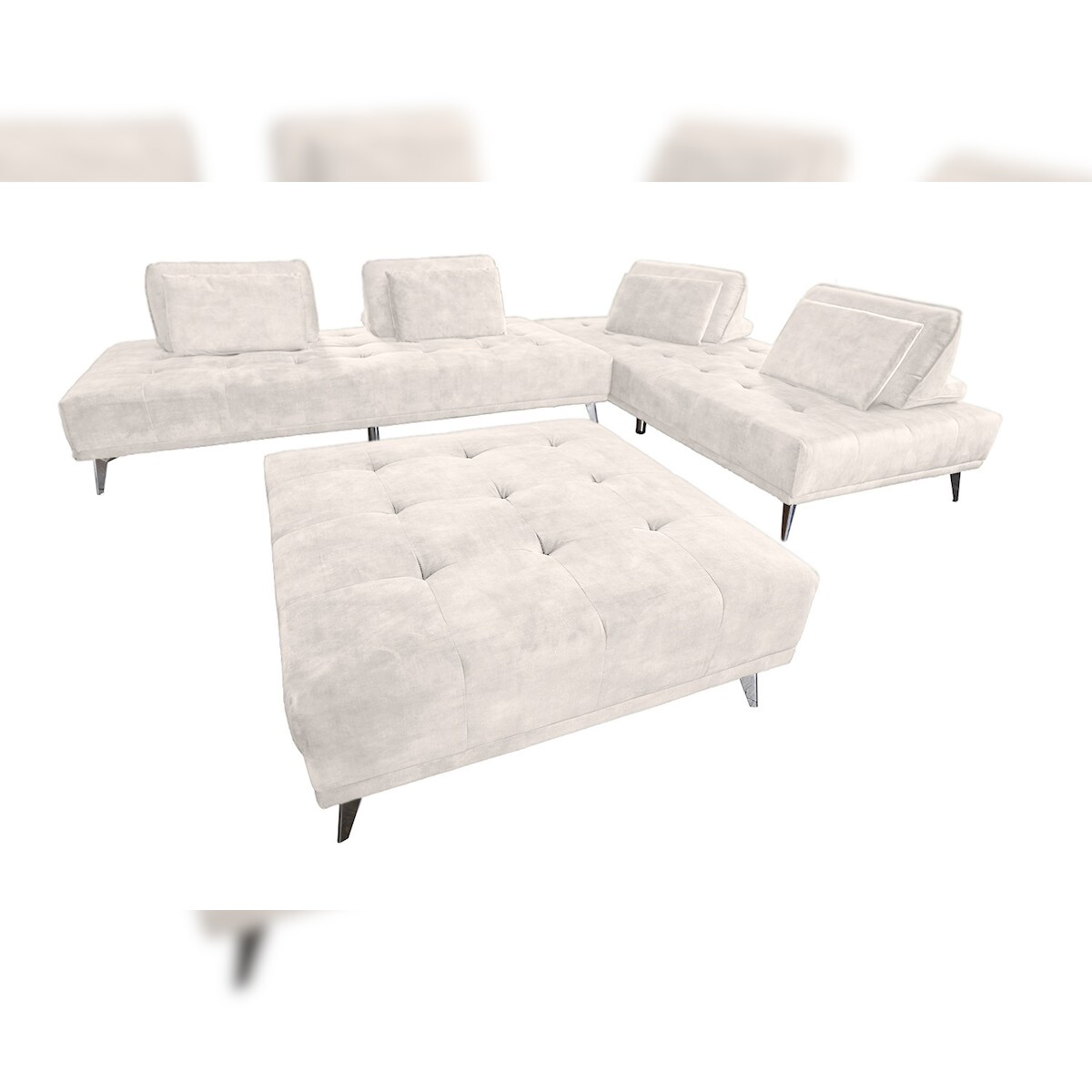 KAWOLA Sofa WIOLO Ecksofa velvet mit Hocker cremeweiß Image