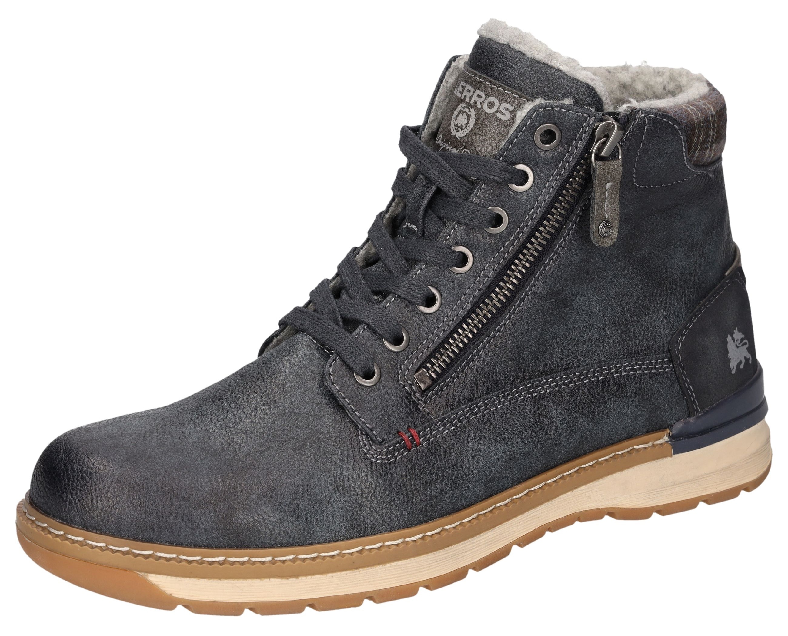 Winterboots LERROS, Herren, Gr. 43, navy, Lederimitat, used, Schuhe Winterboots, Casual Boots, Winterboots mit Warmfutter