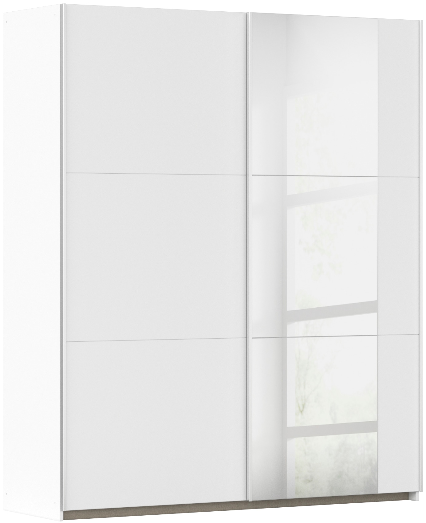 Schwebetürenschrank RAUCH "Kleiderschrank Drehtürenschrank Schrank Garderobe KRONACH TOPSELLER", weiß (alpinweiß, griffleisten alu, 1 spiegel), B:175cm H:210cm T:59cm, Holzwerkstoff, Schränke, Schwebetürenschrank, mit Spiegel und viel Stauraum,...