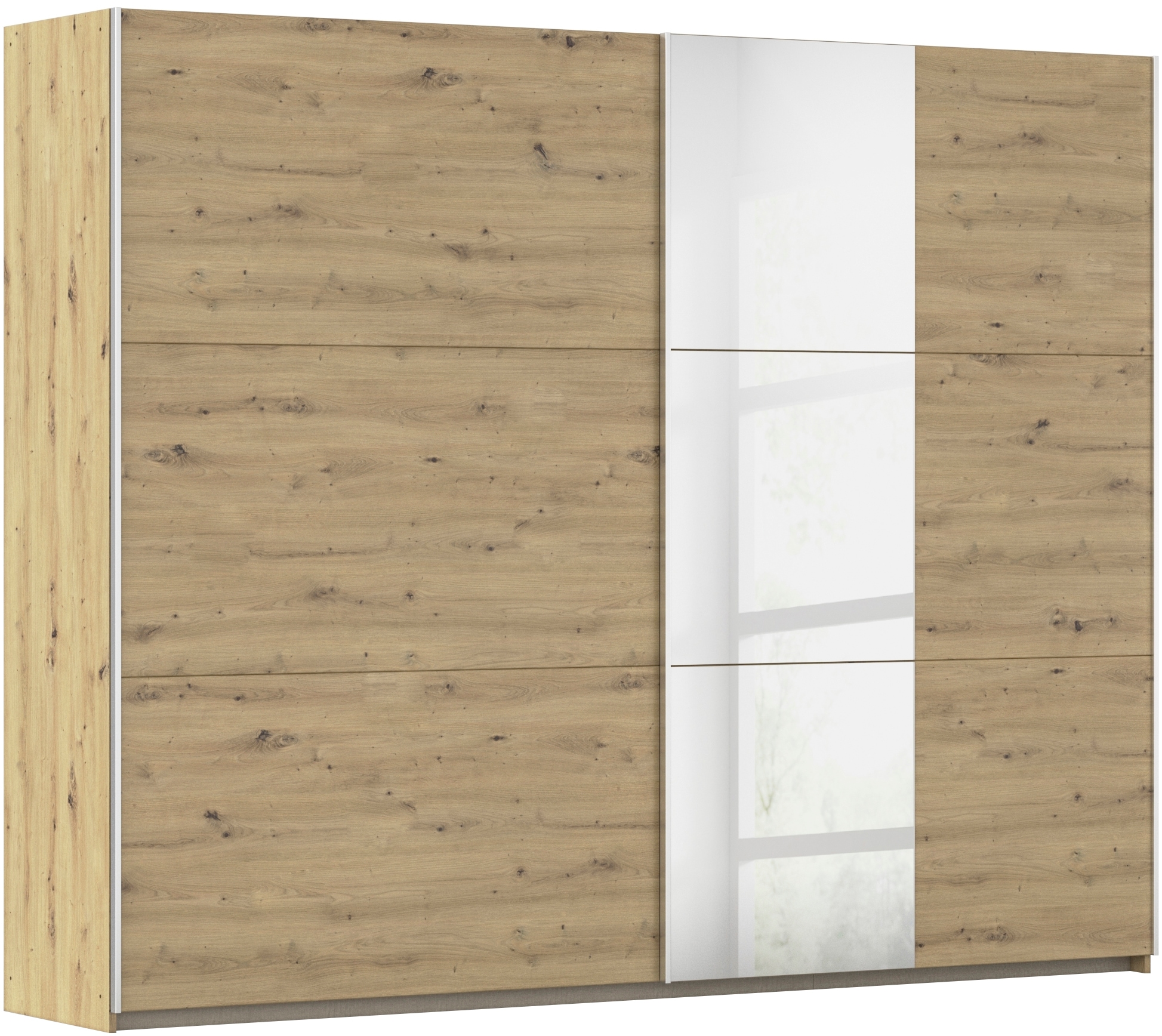 Schwebetürenschrank RAUCH "Kleiderschrank Drehtürenschrank Schrank Garderobe KRONACH TOPSELLER", braun (eiche artisan, griffleisten alu, 1 spiegel), B:261cm H:210cm T:59cm, Holzwerkstoff, Schränke, Schwebetürenschrank, mit Spiegel und viel Stauraum,...