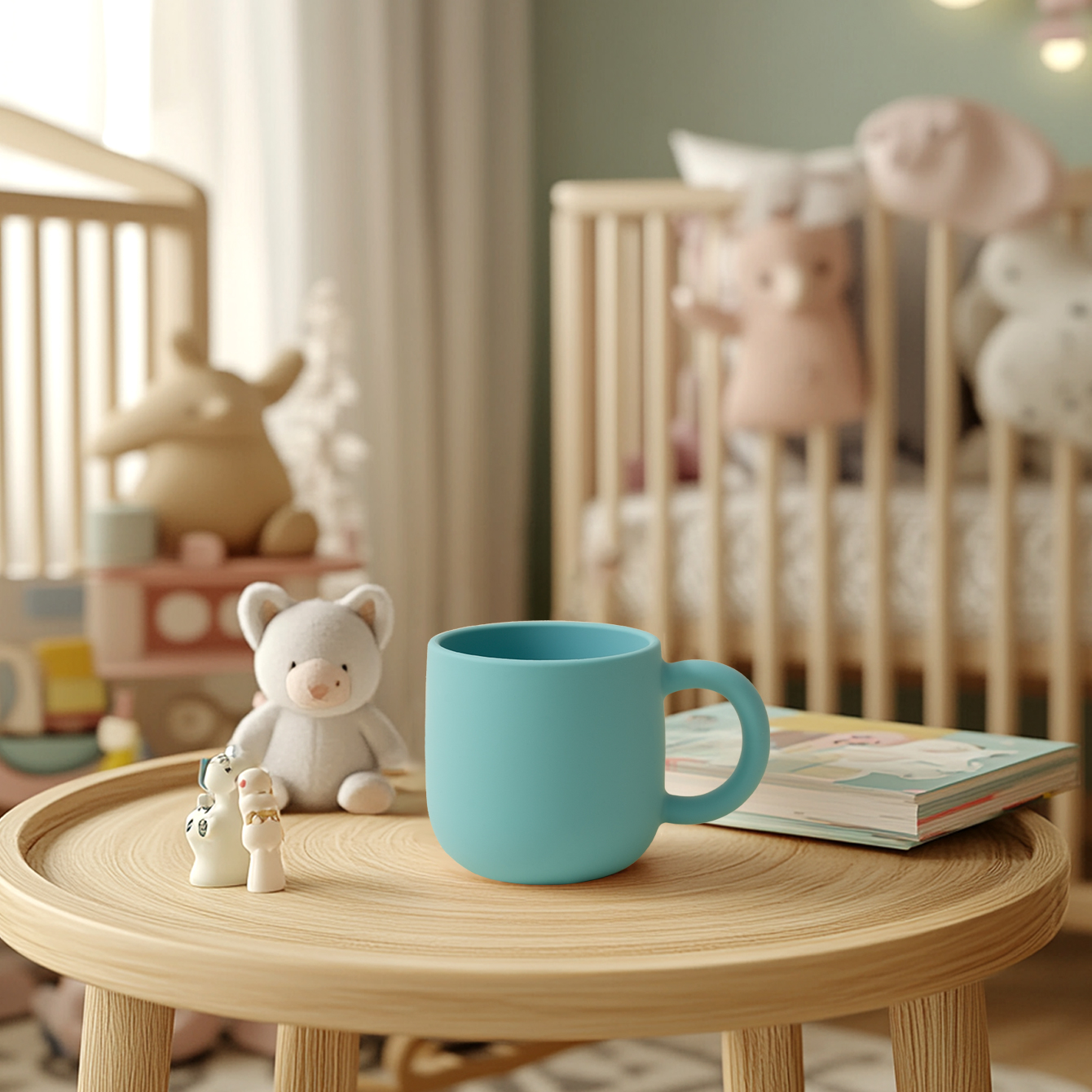 Portable Baby Silicone Cup, Single Handle Baby Cups, Pure Color Baby Water Bottle, Perfect Baby Shower Gift orange