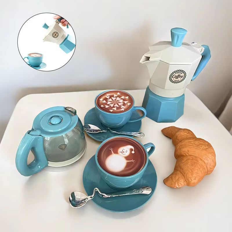 Pretend Coffee Play Set For Kids 4 Or 11 Piece Play Kitchen Coffee Set 11pcs Blue Coffee