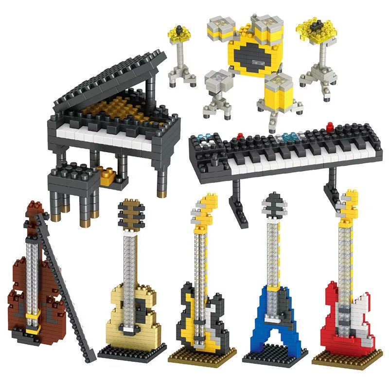 Mini Musical Instrument Building Bricks Set Piano And Guitar Series violin