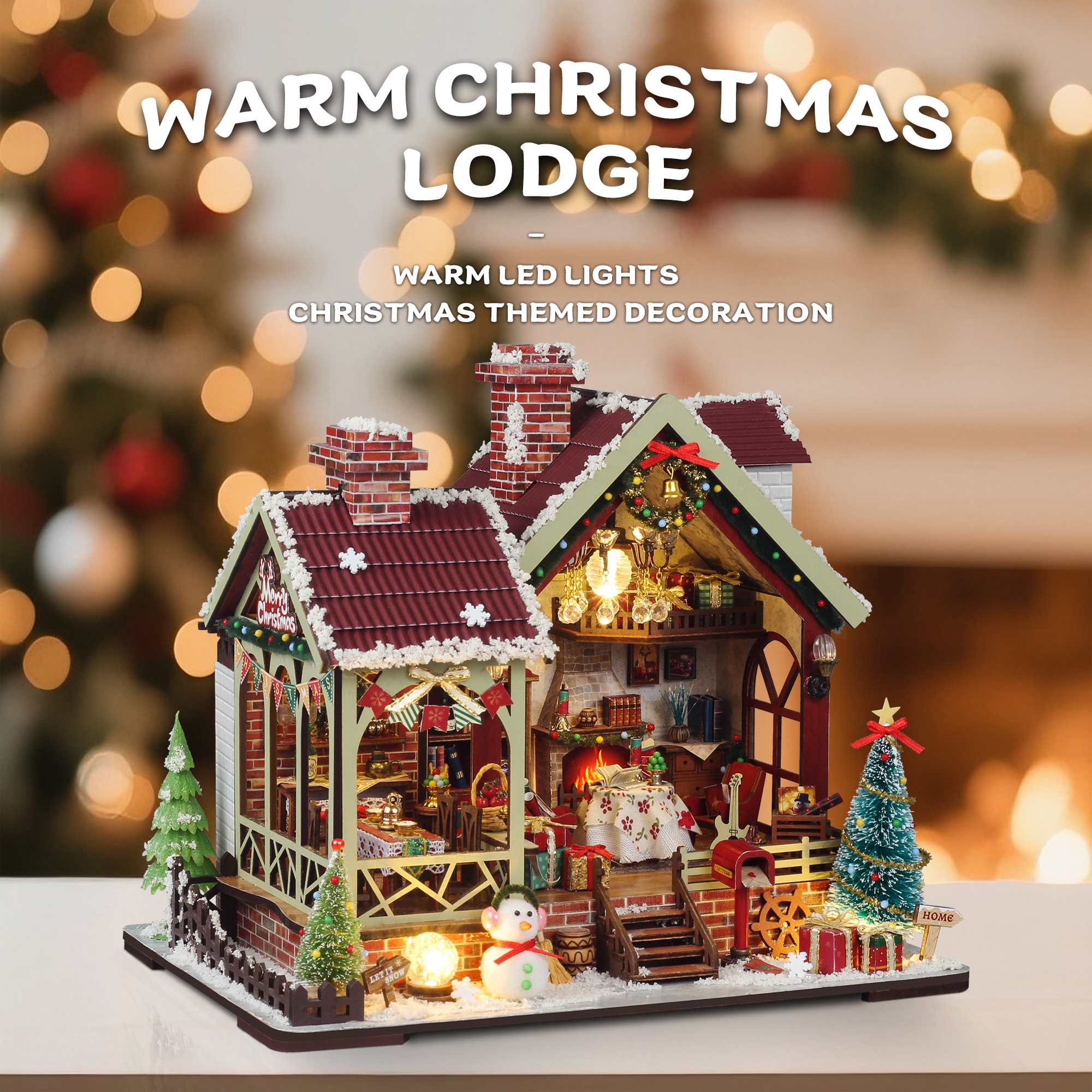 Miniature Dollhouse DIY Kit With Music Box, Christmas Night Warm House Desktop Decor Creative Gift Miniature Dollhouse DIY Kit With Music Box, Christmas Night Warm House Desktop Decor Creative Gift