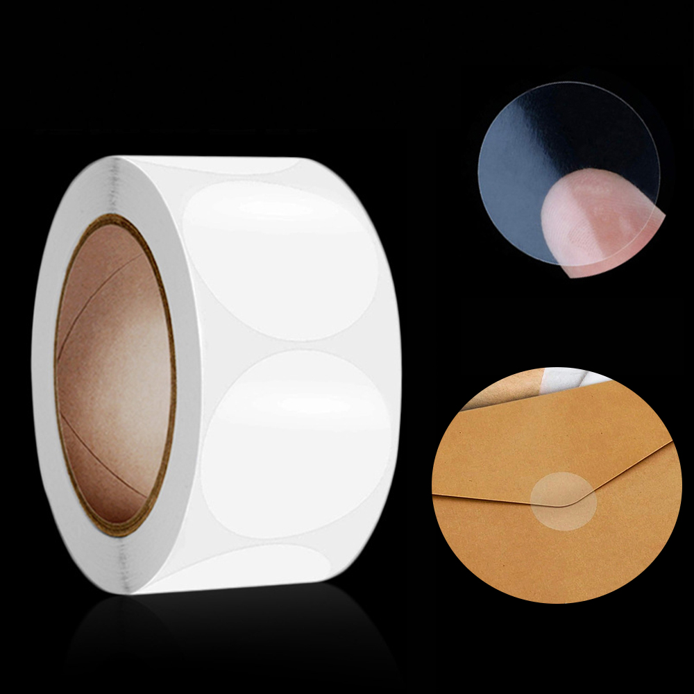 Self Adhesive Round Dot Sealing Stickers, Transparent Gift Packaging Envelope Sealer Labels For Retail Use 2 Roll