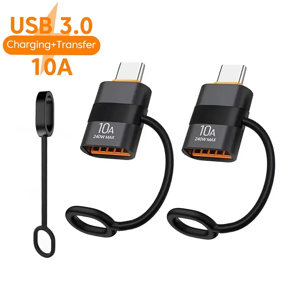 OTG USB 3.0 auf Typ C-Adapter mit Anti-Lost-Loop, USB-Buchse auf USB-C-Stecker, Schnelllade-Adadpter-Anschluss für Telefon, Laptop, PC Image