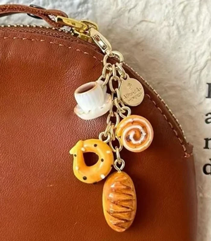 Kreative einzigartige Donut Brot Kaffee Telefon Charm Strap Anhänger Lanyard simulierte Lebensmittel Spielzeug Schlüsselbund Tasche Zubehör Geschenk Image