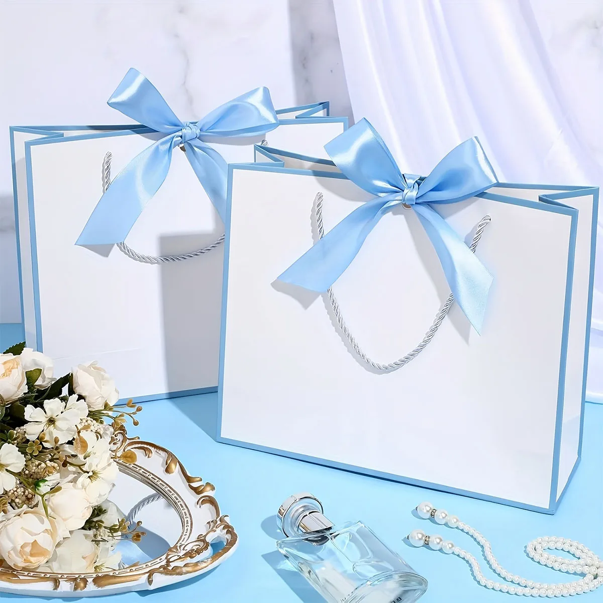 10 Stück Dankeschön-Geschenktüten mit Griff, Willkommensbeutel, Geschenke für Abschlussfeier, Hochzeit, Brautjungfer, Geburtstagsfeiern Image