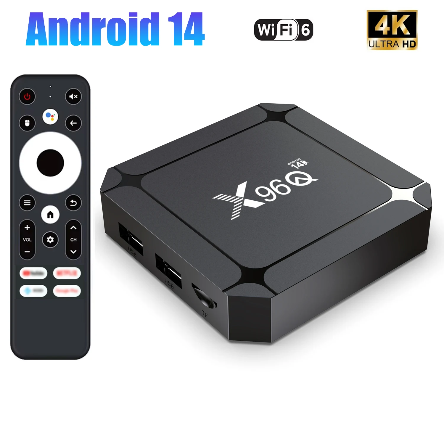 Smart TV Box Android 14 TV BOX X96Q RK3518 Quad Core TV Box Support 4K WIFI6 Media Player Android TV Box Set Top Box 2GB 16GB