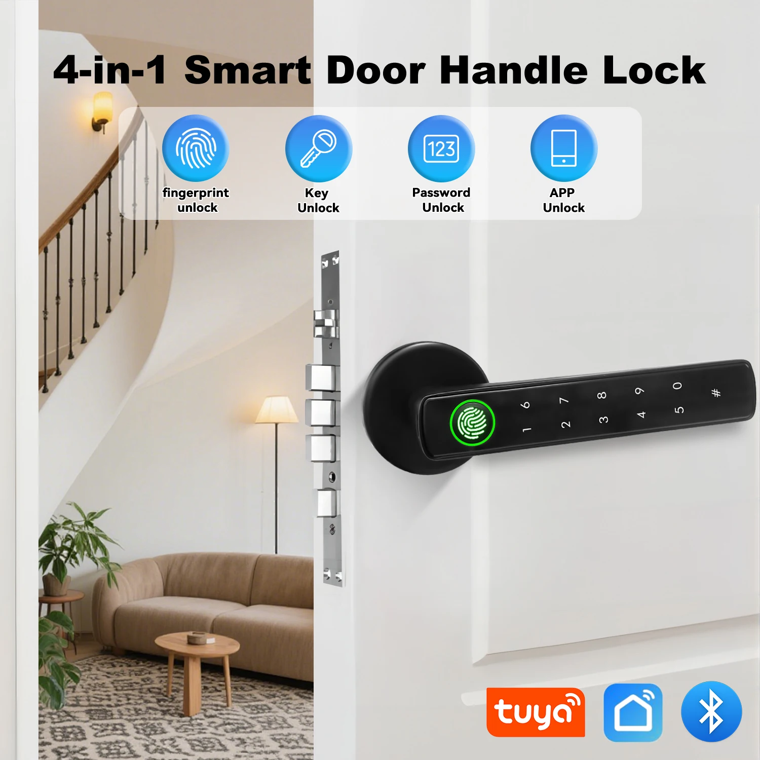 Tuya Smart Lock Smart Leben APP/Fingerabdruck/Passwort/Schlüssel Entsperren Touchscreen Tastatur Smart Home Elektronische schloss Image
