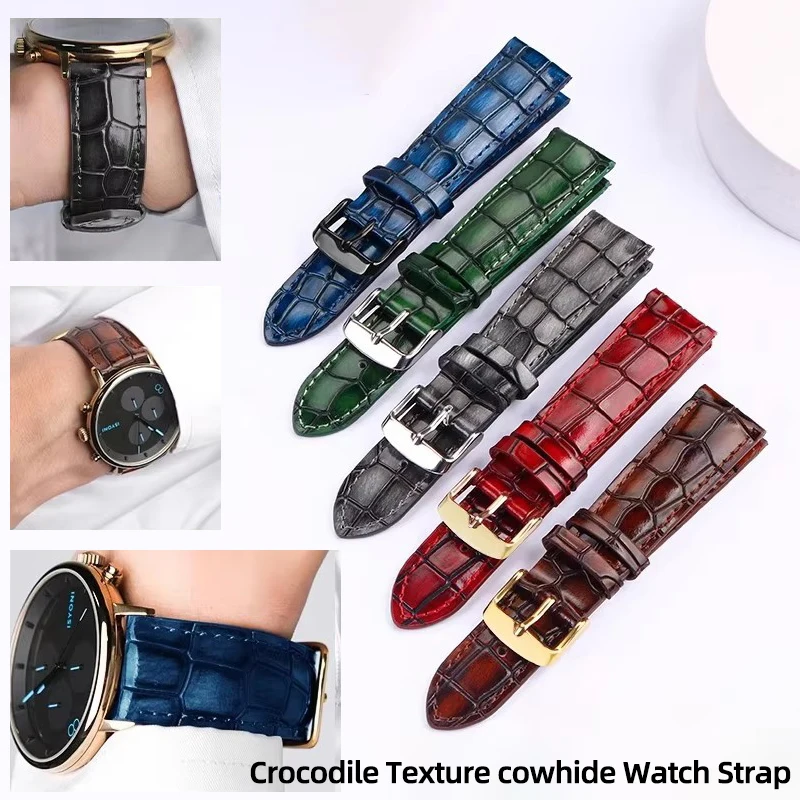 Uhrenarmband aus Rindsleder mit Krokodilstruktur, geeignet für jede Uhr, Unisex-Uhrenarmband, 18 mm, 20 mm, 22 mm, Uhrenzubehör für Citizen Rolex Image