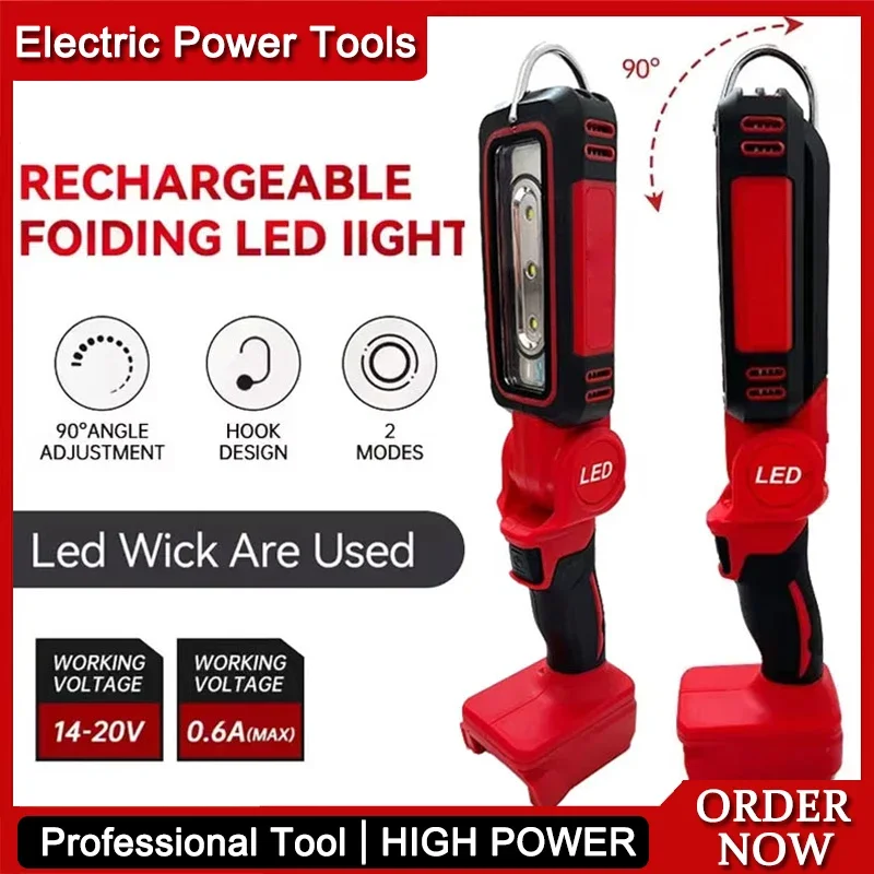 Fit Milwaukee LED-Arbeitsleuchte, superhell, 90 Grad, Clip-on-Licht, Lithium-Batterie, 20 V, M18, Flutlicht, Außenbeleuchtung, Camping