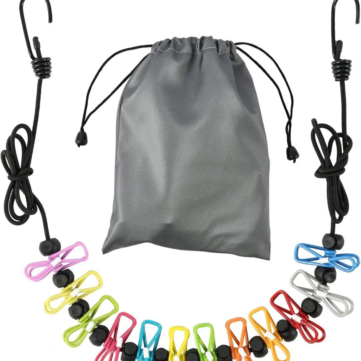 Einziehbare tragbare Wäscheleine für Reisen, Wäscheleine mit 12 Kleiderklammern, für Wäschetrocknungsleine im Innenbereich, Camping im Freien Image