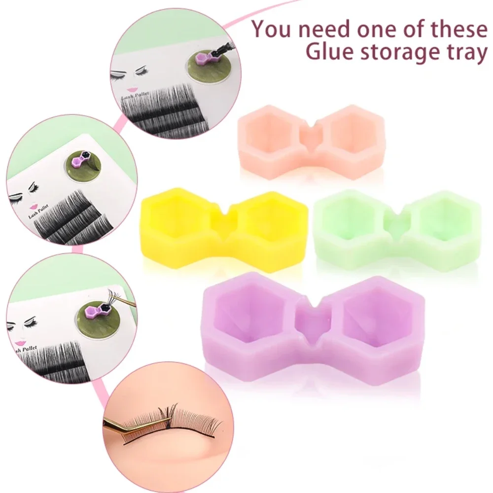 200PCS Wimpern Verlängerung Kleber Tassen mit 2 Löcher Tattoo Tinte Pigment Halter Container Pfropfen Wimpern Hilfs Make-Up-Tools Image