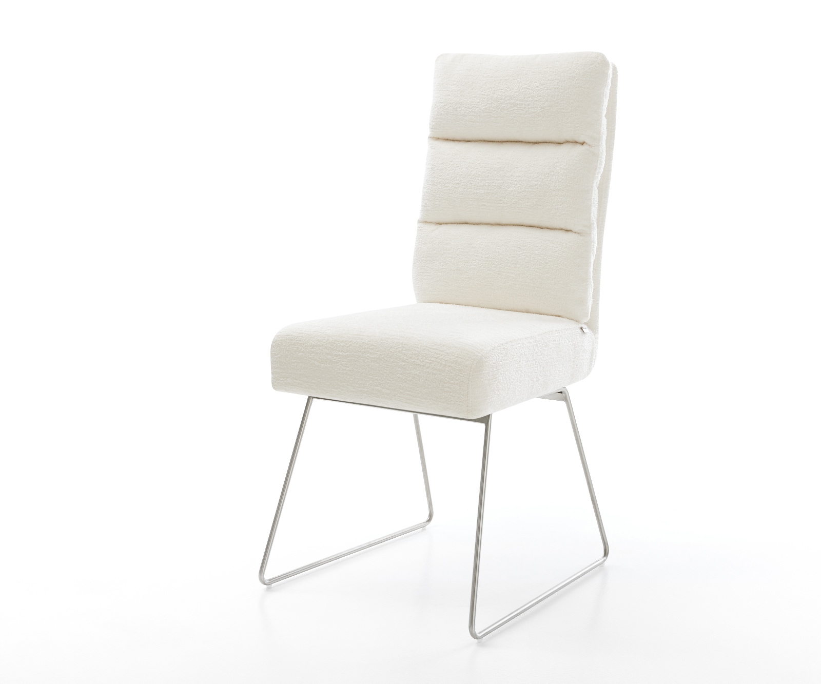 DELIFE Esszimmerstuhl Pela-Flex Bouclé Soft Beige Kufengestell Edelstahl Taschenfederkern, Esszimmerstühle Image