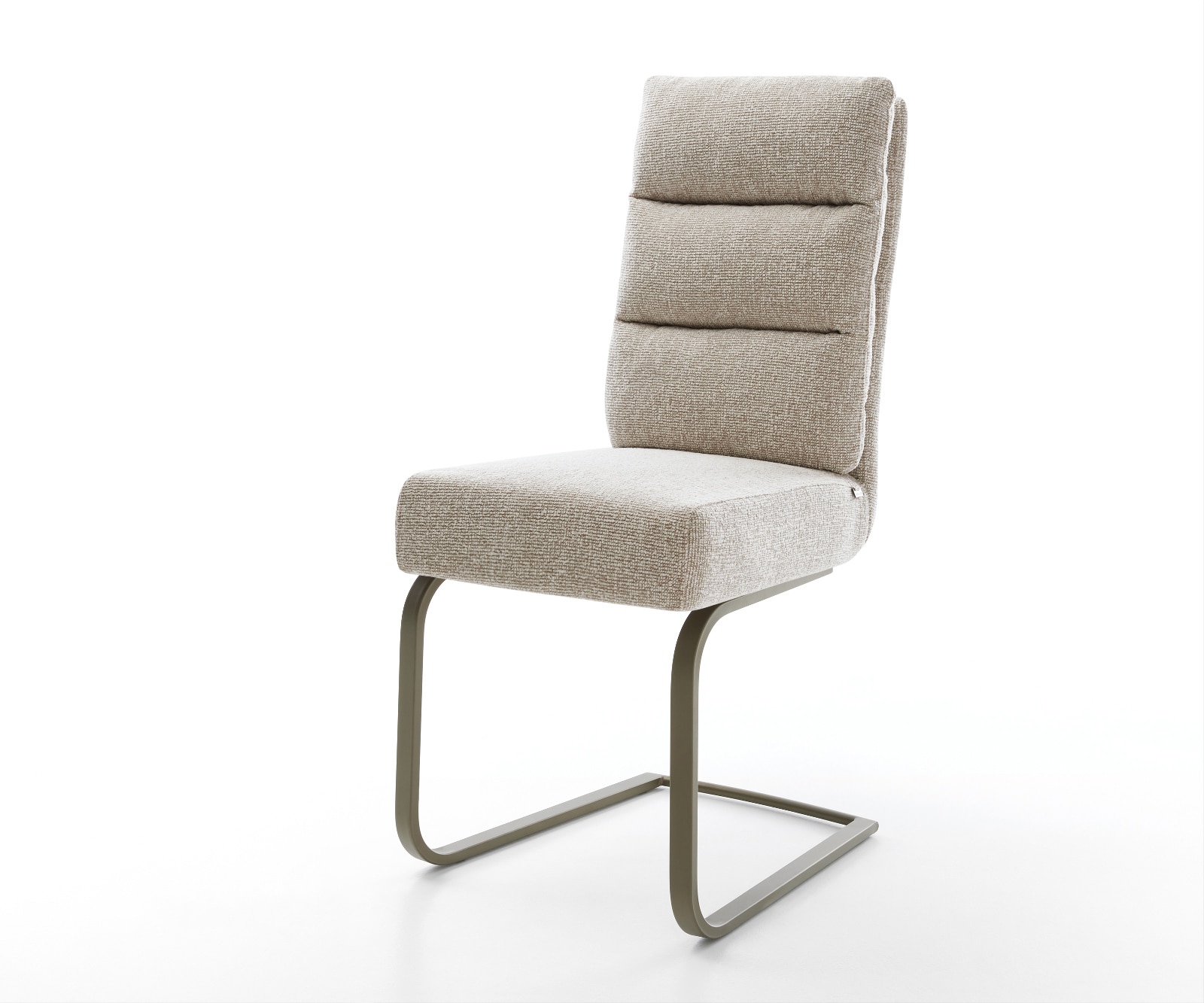 DELIFE Freischwinger Pela-Flex Webstoff Soft Beige Freischwinger flach Effektfinish Titan Taschenfederkern, Esszimmerstühle Image