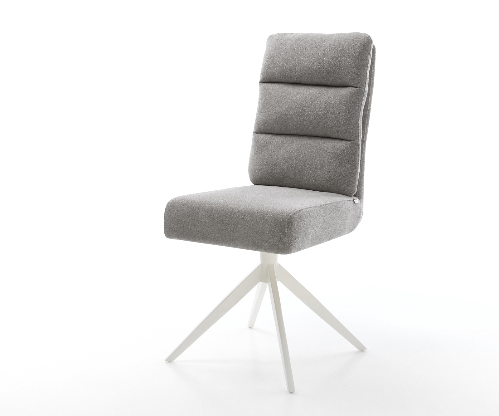 DELIFE Drehstuhl Pela-Flex Strukturstoff Soft Grau Kreuzgestell breit Weiß 360° drehbar Wippfunktion Taschenfederkern, Esszimmerstühle Image