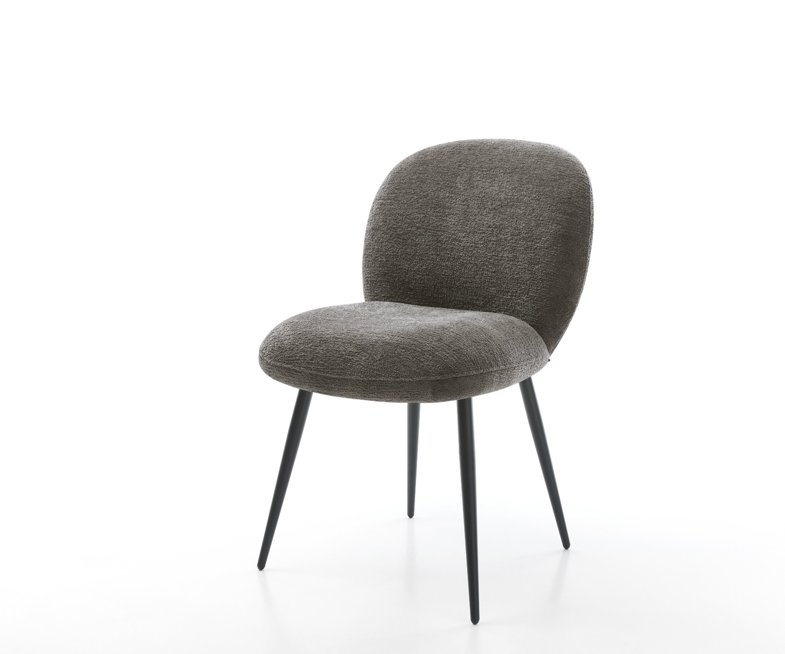 DELIFE Esszimmerstuhl Nube-Flex Bouclé Soft Schlamm 4-Fuß konisch Schwarz Taschenfederkern, Esszimmerstühle Image