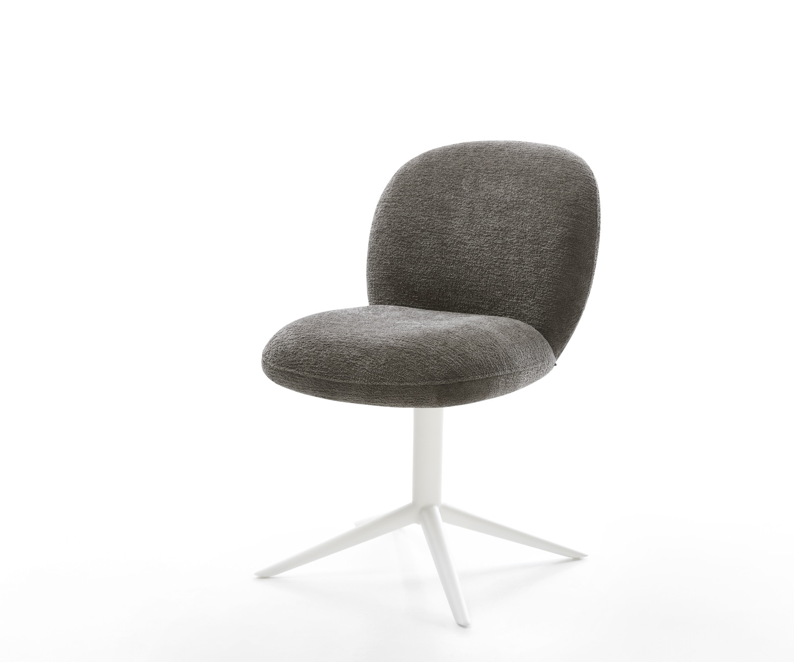 DELIFE Drehstuhl Nube-Flex Bouclé Soft Schlamm Fußkreuz Weiß 360° drehbar Wippfunktion Taschenfederkern, Esszimmerstühle Image