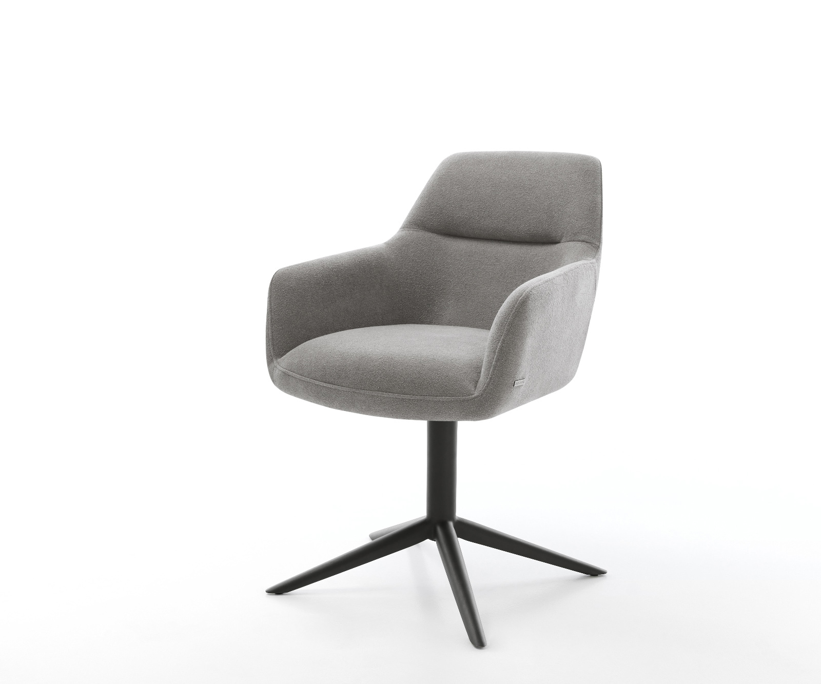 DELIFE Drehstuhl Pejo-Flex Strukturstoff Soft Grau Fußkreuz Schwarz 360° drehbar Wippfunktion Taschenfederkern, Esszimmerstühle Image