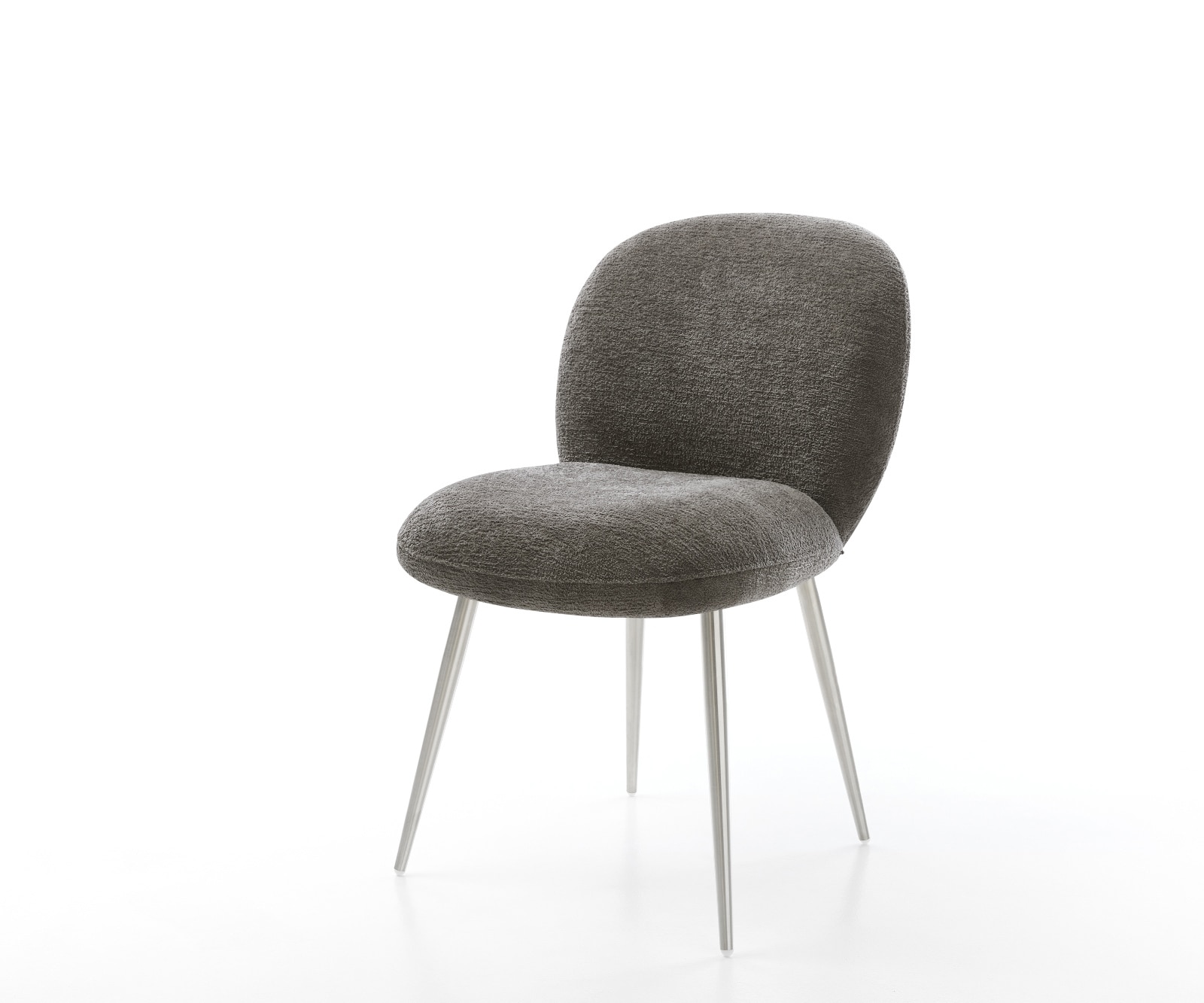 DELIFE Esszimmerstuhl Nube-Flex Bouclé Soft Schlamm 4-Fuß konisch Edelstahl Taschenfederkern, Esszimmerstühle Image