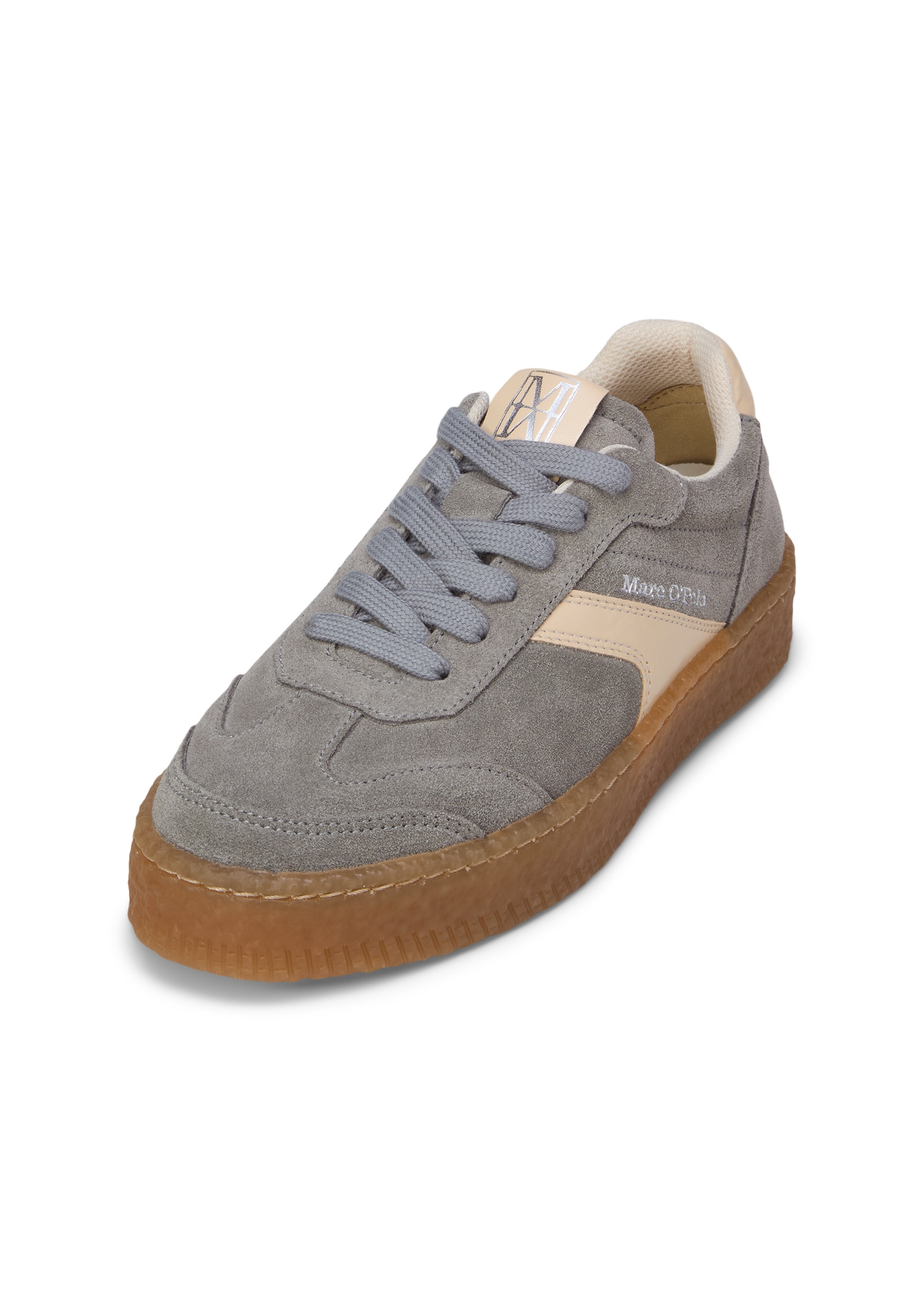 Sneaker MARC O'POLO "aus softem Veloursleder", Damen, Gr. 38, basalt grau, natural cotton, Obermaterial: 80% Leder, 20% Polyurethan, unifarben, Schuhe Sneaker