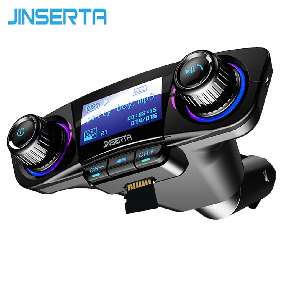 JINSERTA Power ON OFF Bluetooth 5,0 FM Transmitter Modulator Car Kit TF USB Musik AUX Audio MP3 Player Image