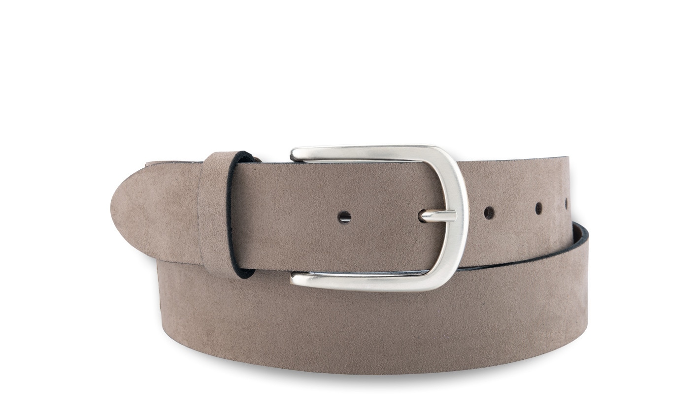 Ledergürtel BERND GÖTZ "Ledergürtel aus feinem Velours in angesagten Farben", Damen, Gr. 85, schlamm, Rindsleder, Gürtel Ledergürtel Image