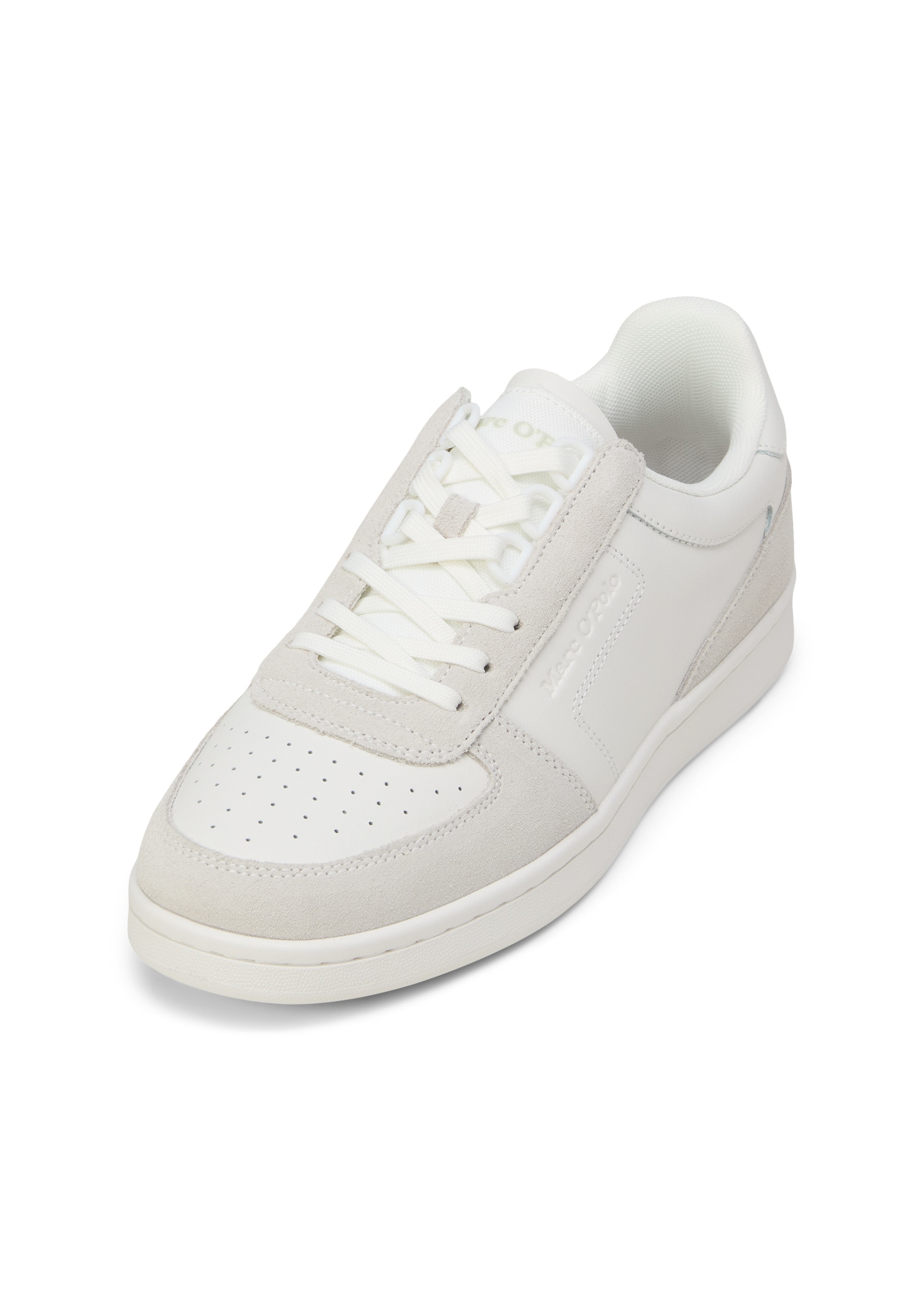 Sneaker MARC O'POLO "aus hochwertigem Rindleder", Damen, Gr. 45, weiß, Obermaterial: 100% Leder, unifarben, Schuhe Sneaker