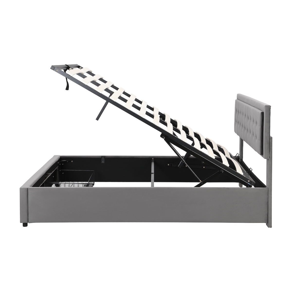 Polsterbett 180x200 cm mit Kasten und Schubladen aus Samt – elegantes Design und hohe Funktionalität Grau Image