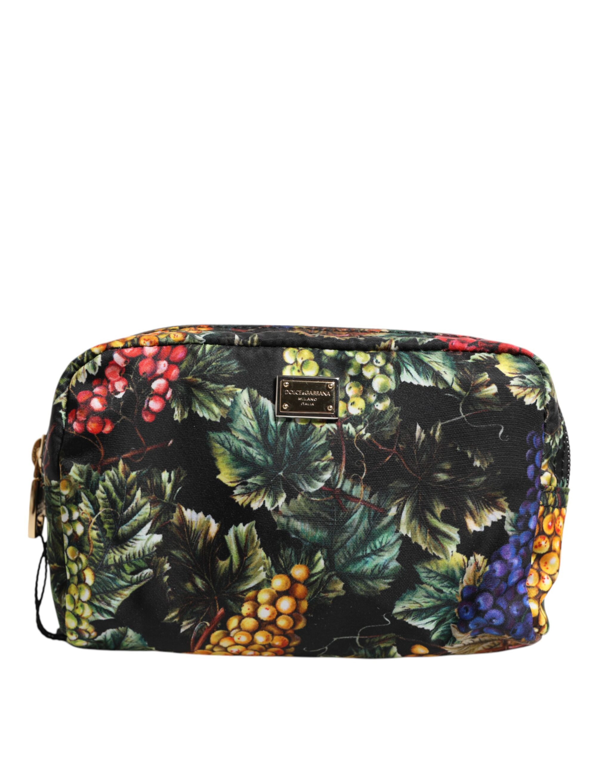 Mehrfarbige Trauben-Print Clutch mit Logo-Platte und Tasche Image