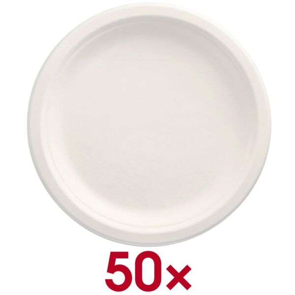 Papstar Zuckerrohr-Teller pure Ø 23,0 cm 50 Stück weiß, 23x23 cm Image