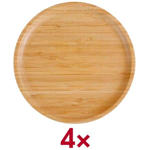 pandoo Mehrweg-Menüteller bambus Ø 20 cm 4 Stück braun, 20x2 cm Image