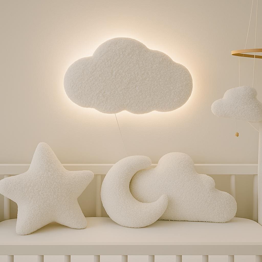 Luce notturna a LED a forma di nuvola bianco caldo Boucle, lampada da parete a forma di nuvola Boucle, decorazione da parete per cameretta dei bambini