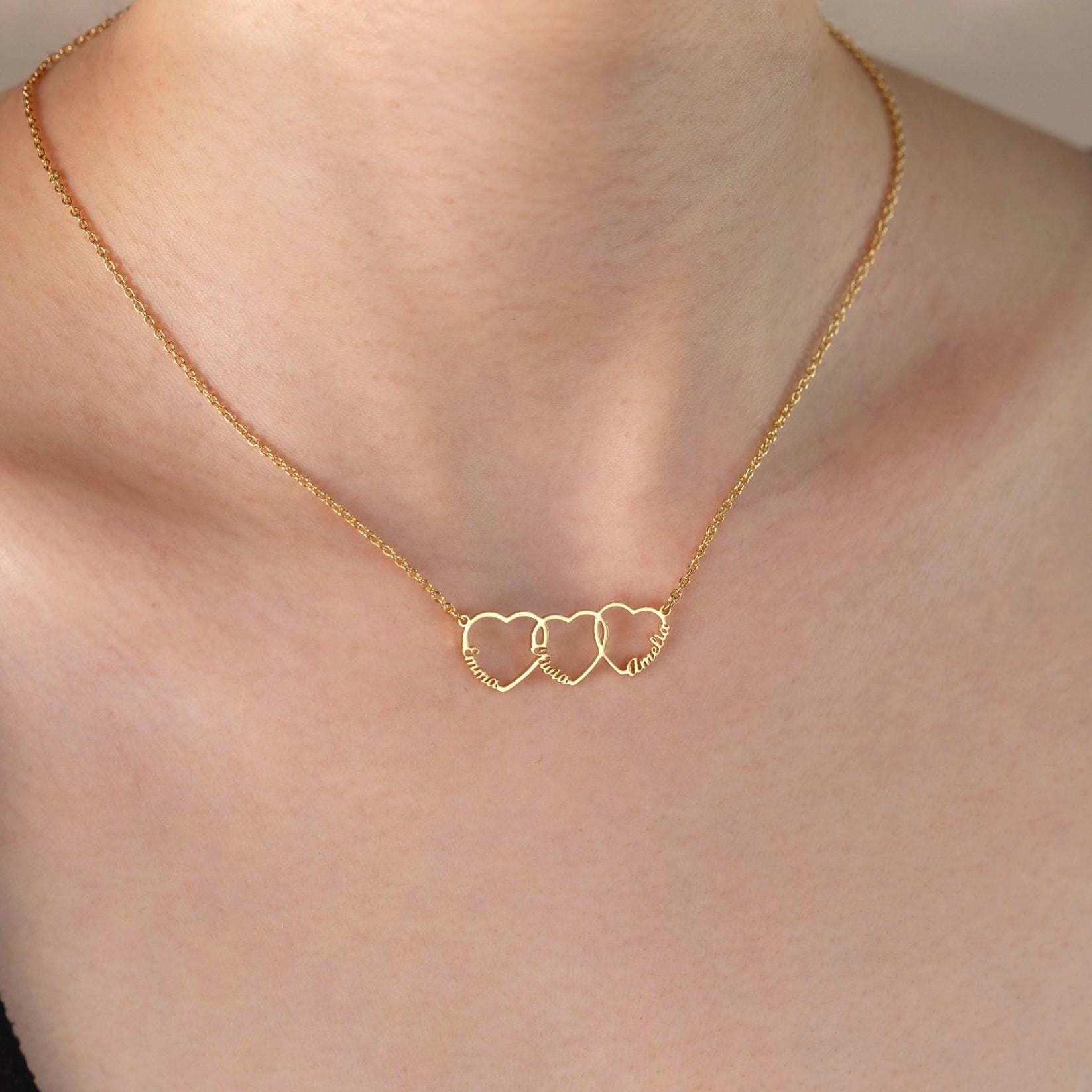 Collana con nome personalizzato con cuore, collana con nome di famiglia, collana con nome per bambini per la mamma, regalo di compleanno, regalo di an
