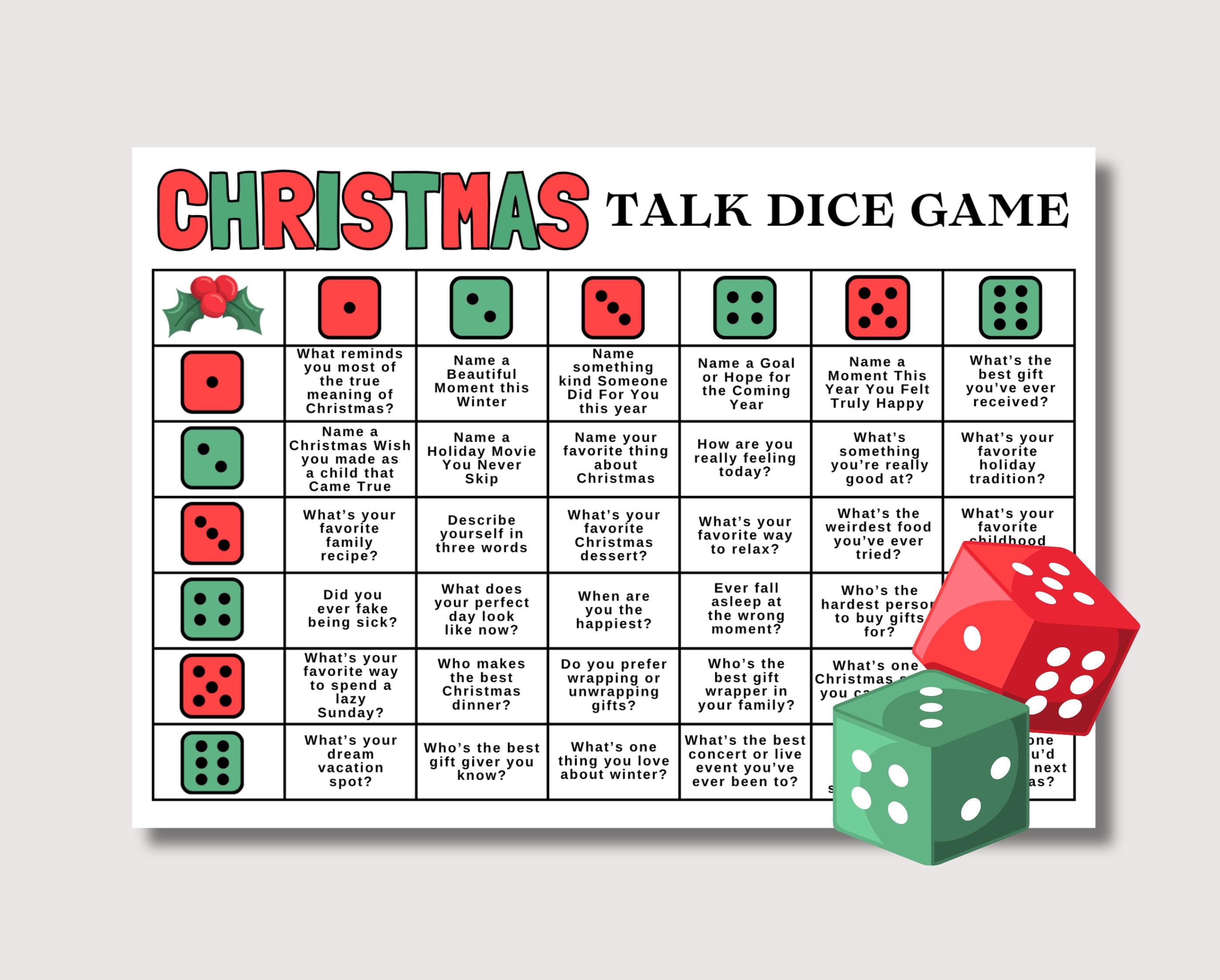 Gioco di dadi natalizi, divertente gioco di Natale per famiglie, per adulti e bambini, gioco di dadi natalizi, gioco per feste di Natale, gioco di gru