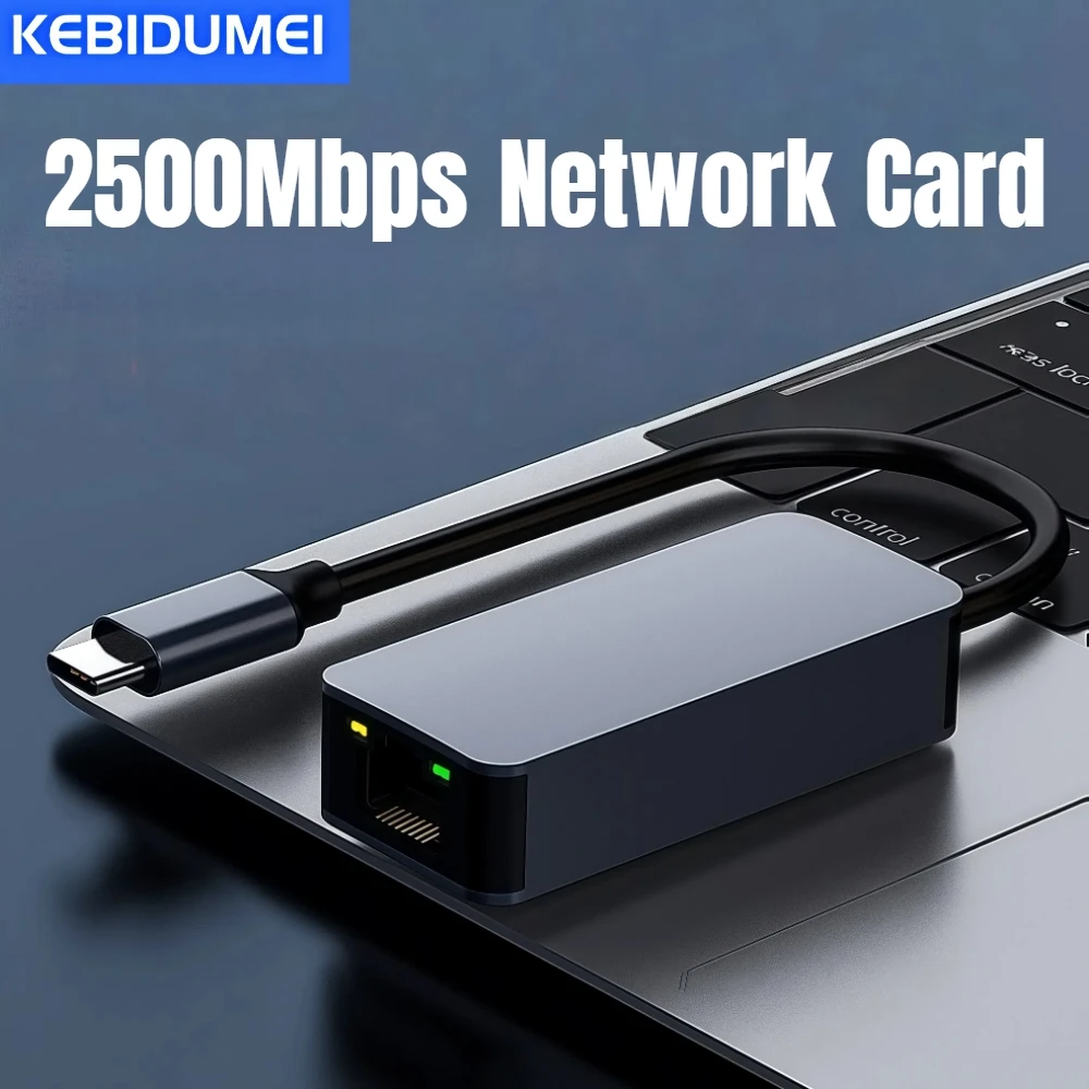 Adattatore per scheda di rete cablata 2500Mbps Adattatore USB tipo C a RJ45 Adattatore convertitore di rete cablata USB 3.0 da 2,5G HUB per laptop Win 7/8/10