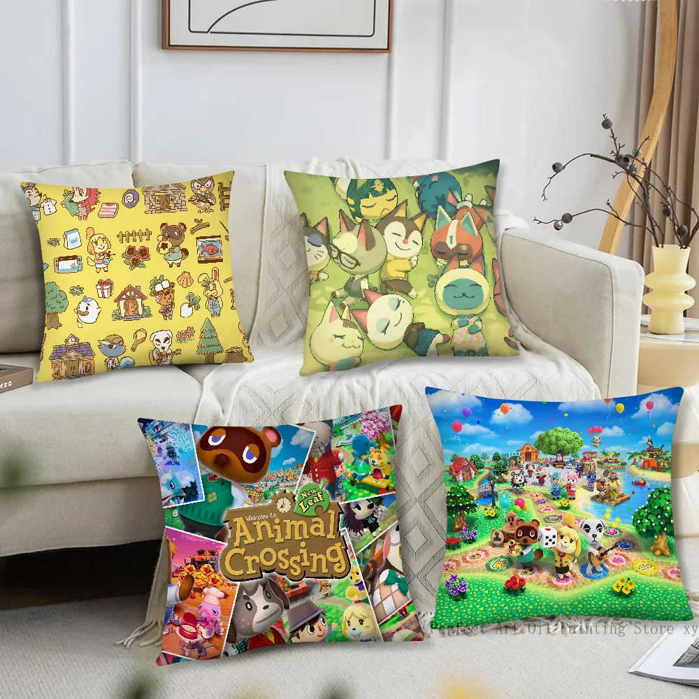 Spiel A-Animal Crossing Kissenbezug Quadratisches Kissen Schlafzimmer Sofa Freizeit Komfort Kissen Auto Wohnzimmer Heimdekoration Image